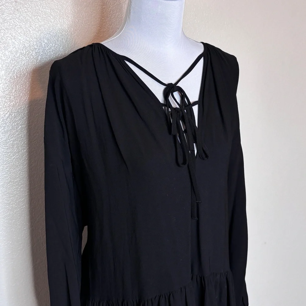 Arket Black Ruffled Crêpe Dress‎ Size Small - Picture 3 of 12